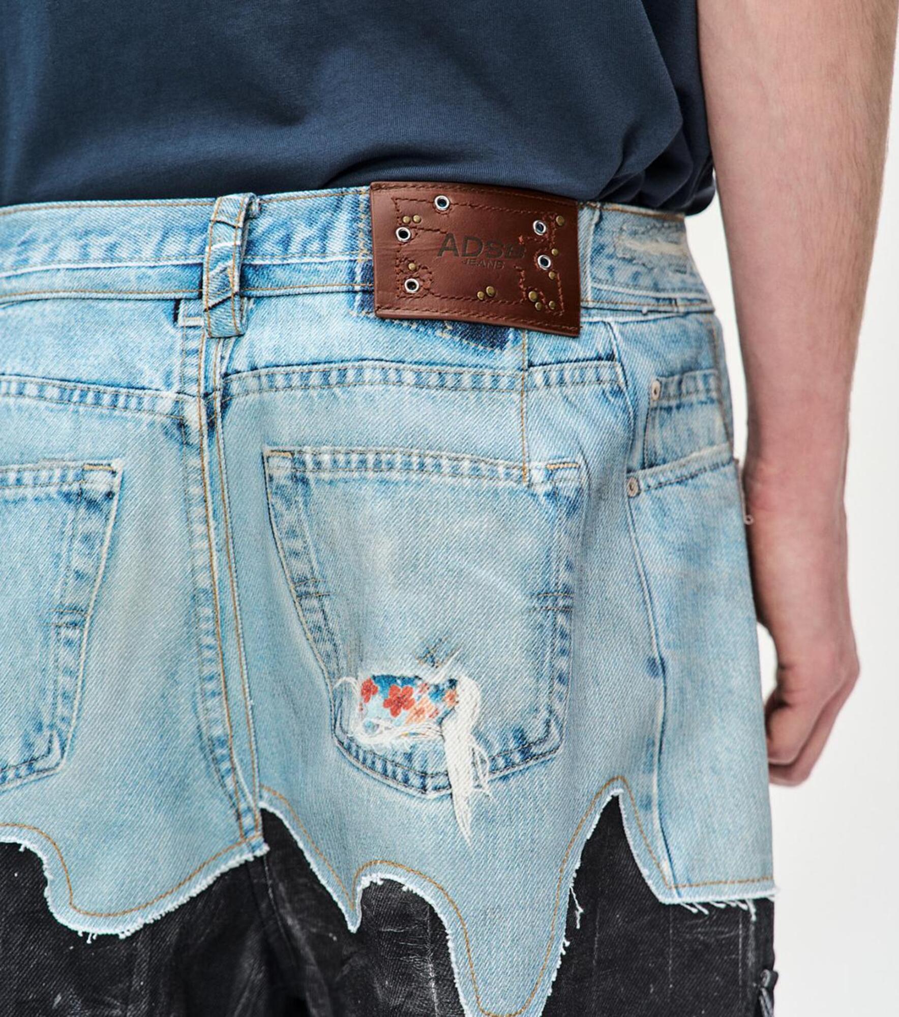 Andersson Bell Faux-Denim & Scratch Leather Printed Cargo-Pants