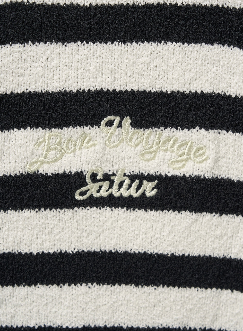 [satur] (W) Bon Voyage Stripe Half Knit Cardigan - Cream