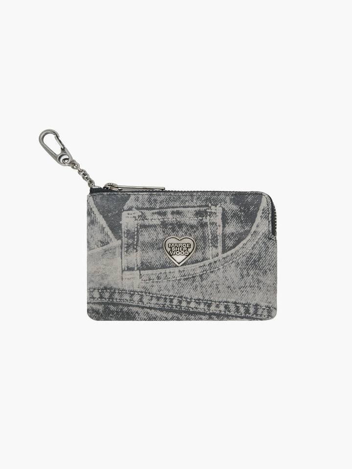 Margesherwood Heart Zipper Wallet Silver Logo light grey printed suede