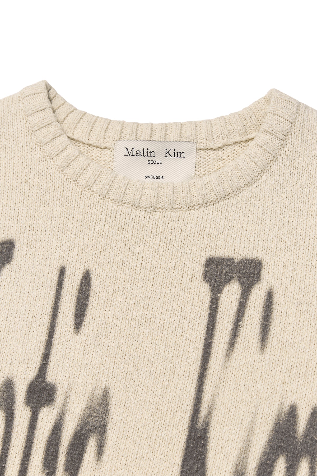 [matinkim] BIG LOGO PRINTING KNIT VEST IN BEIGE