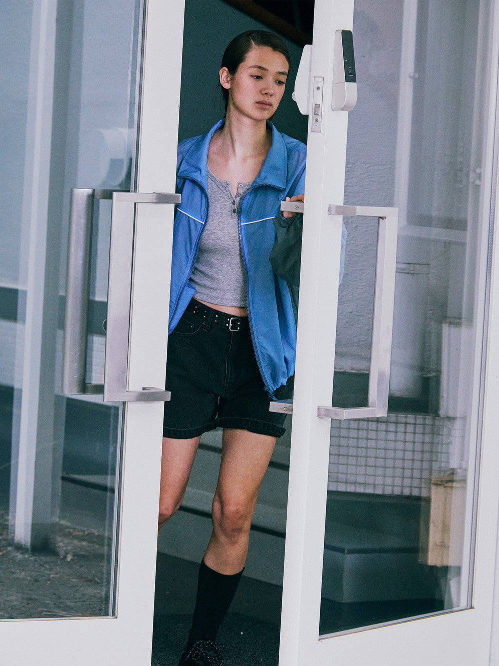 Low Classic Trimming Nylon Jacket - Blue