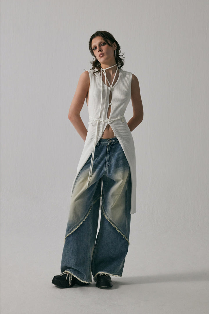 Treemingbird 2-way Strap Sleeveless Knit White