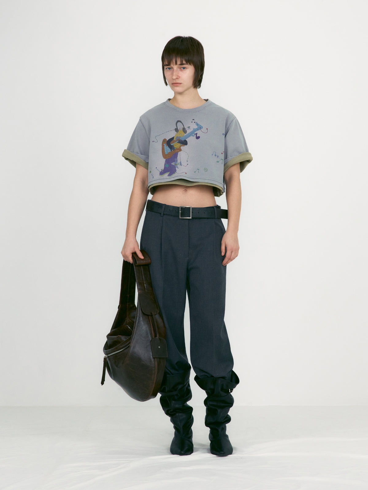 Low Classic Washed Rockstar Cat T-Shirt Greyish Purple