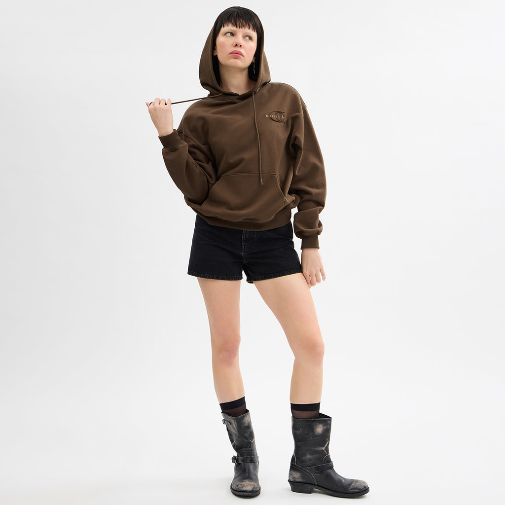 Matinkim Matin Kim X Coach Logo Embroidery Hoodie IN Brown