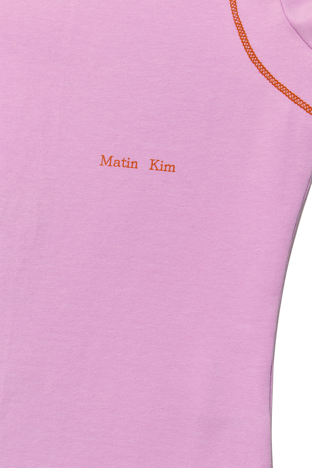 [matinkim] STITCH POINT SMALL LOGO TOP IN PINK