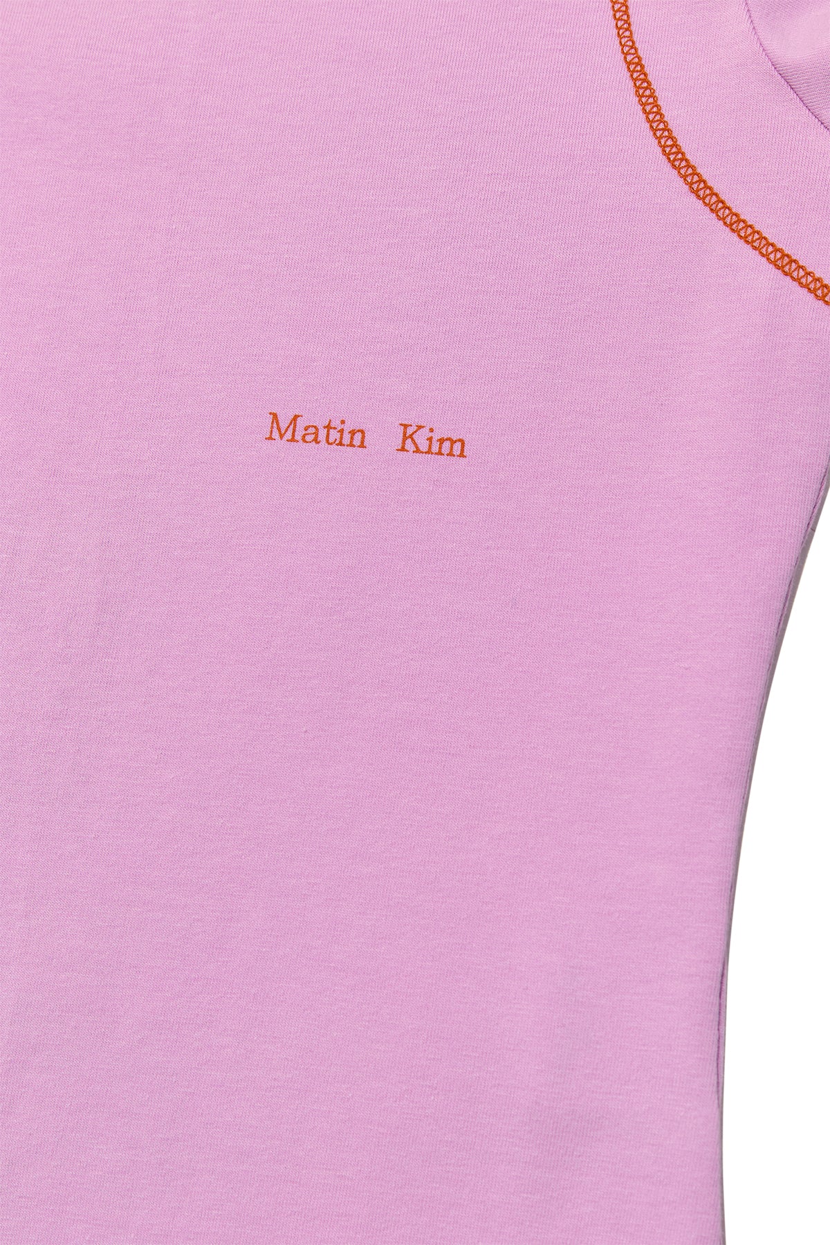 [matinkim] STITCH POINT SMALL LOGO TOP IN PINK