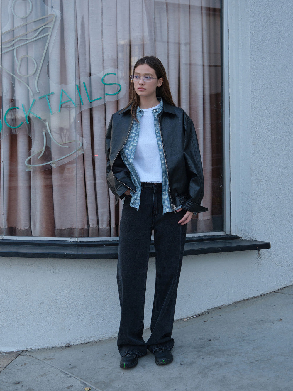 Low Classic Leather Harrington Jacket - Black