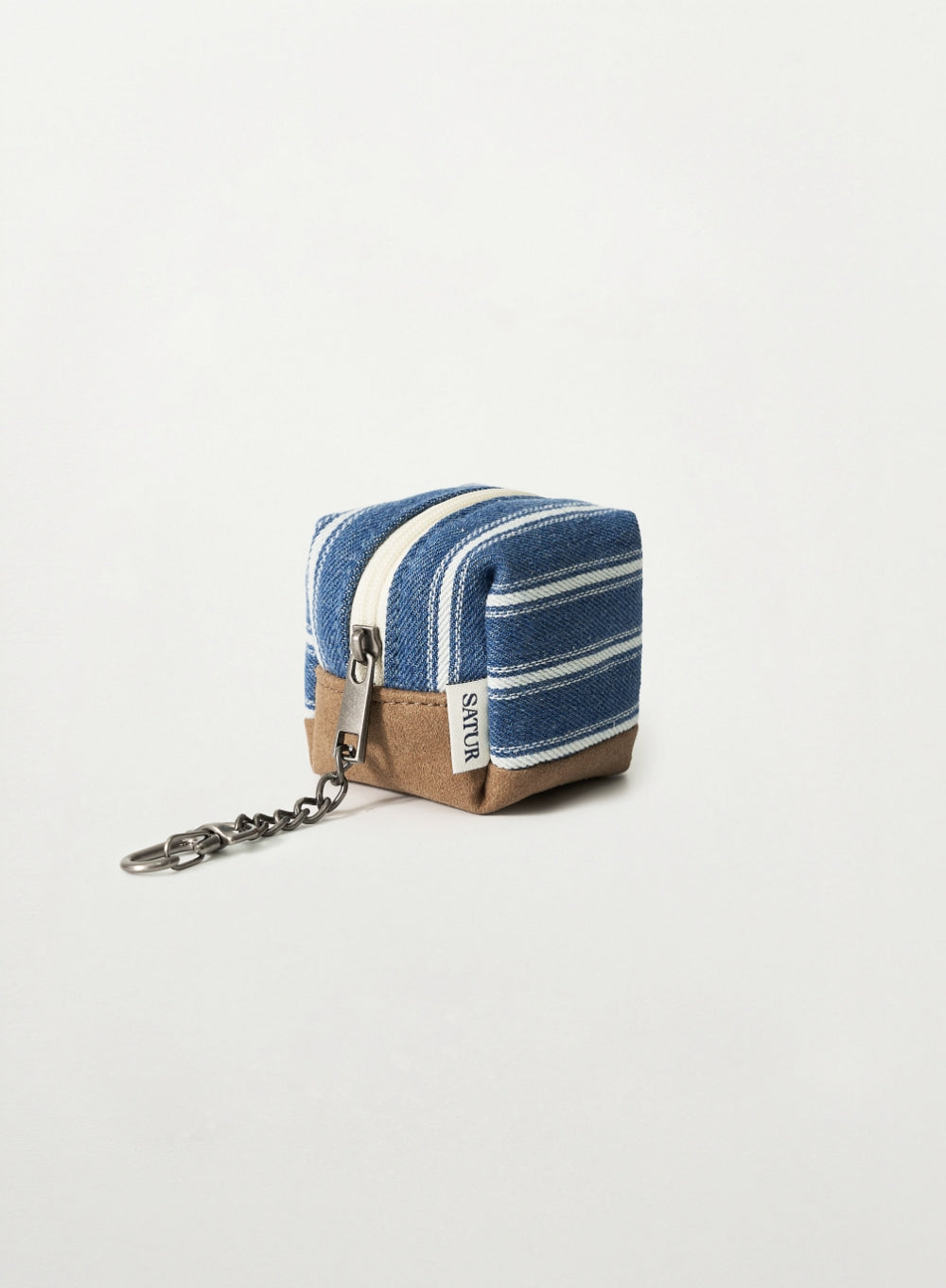 [SATUR] Stripe Mini Pouch Keyring - Blue