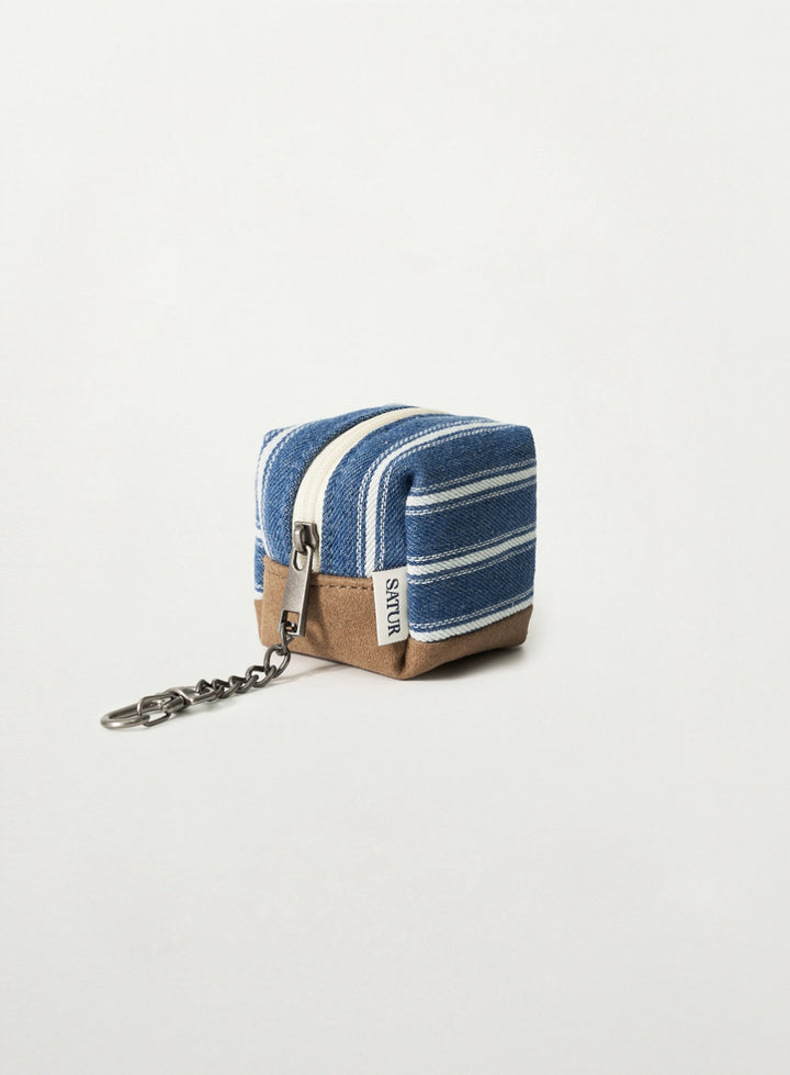 Satur Stripe Mini Pouch Keyring - Blue