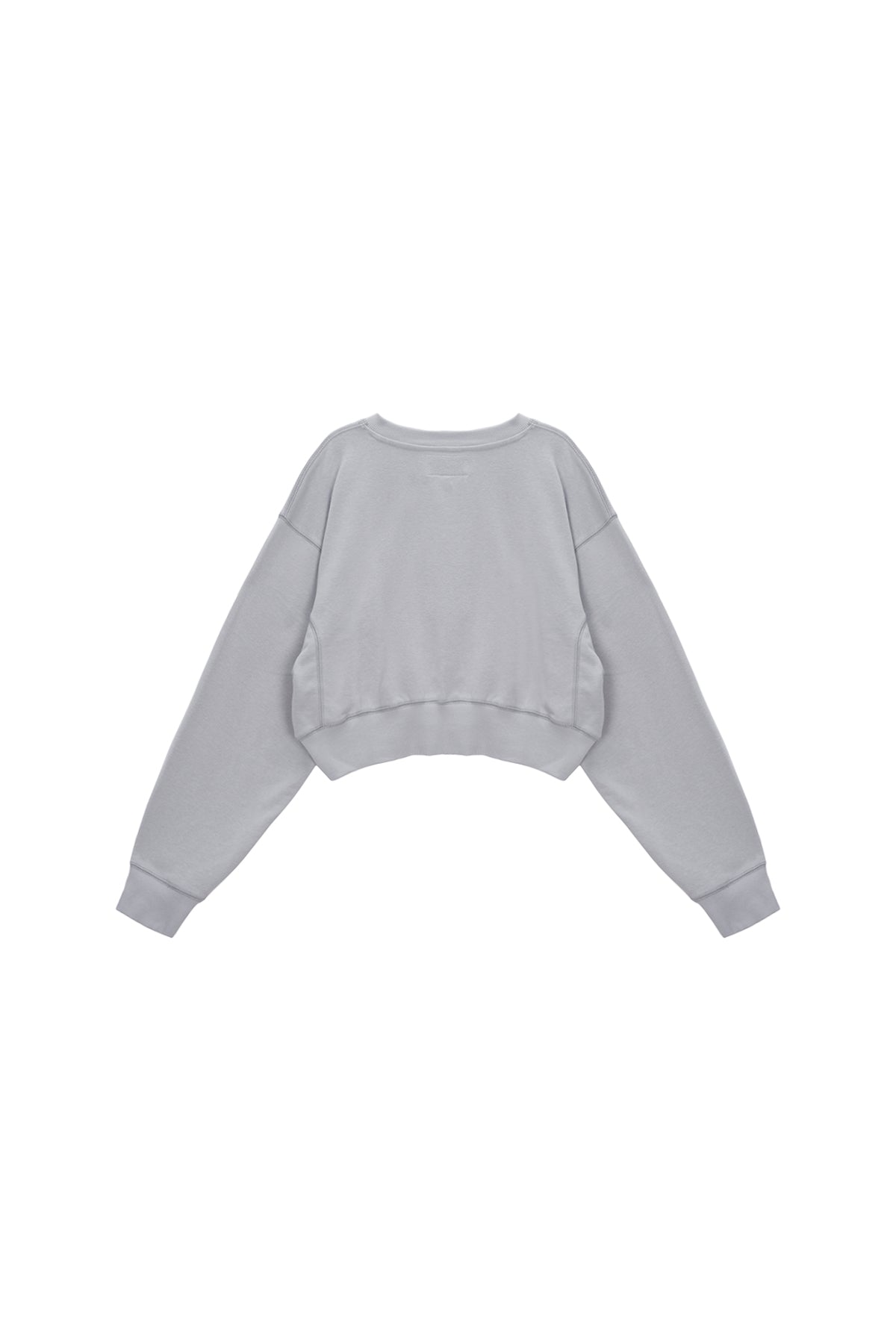 [matinkim] STITCH LABEL CROP SWEATSHIRT IN LIGHT GREY