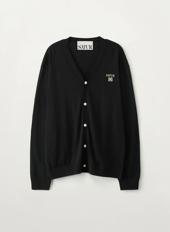 Satur Loren Linen Blend Cardigan - Black