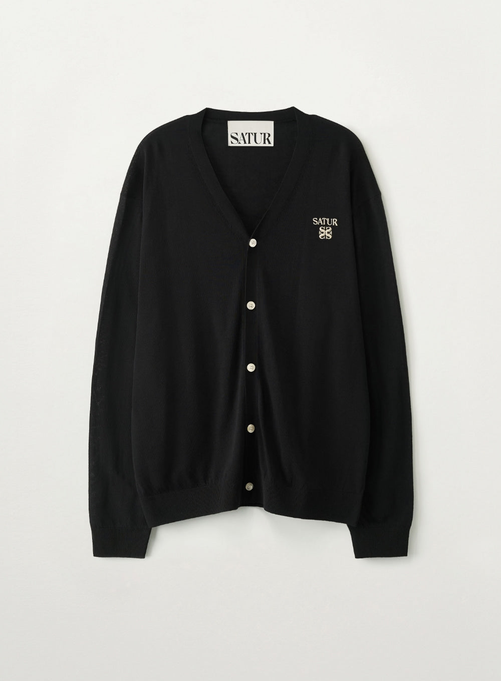 Satur Loren Linen Blend Cardigan - Black
