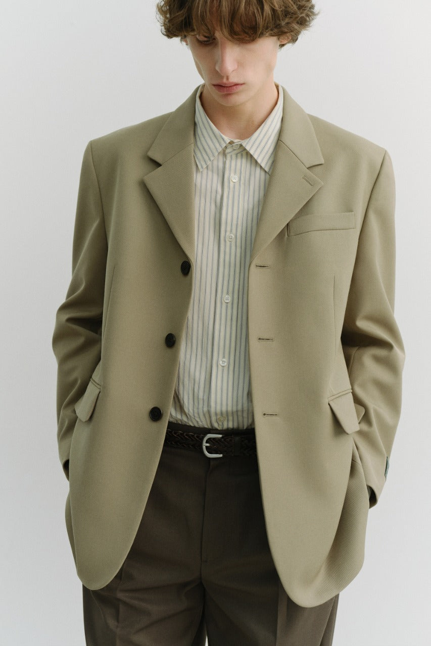 Dunst Unisex 3 Button Wool Blazer Khaki Beige