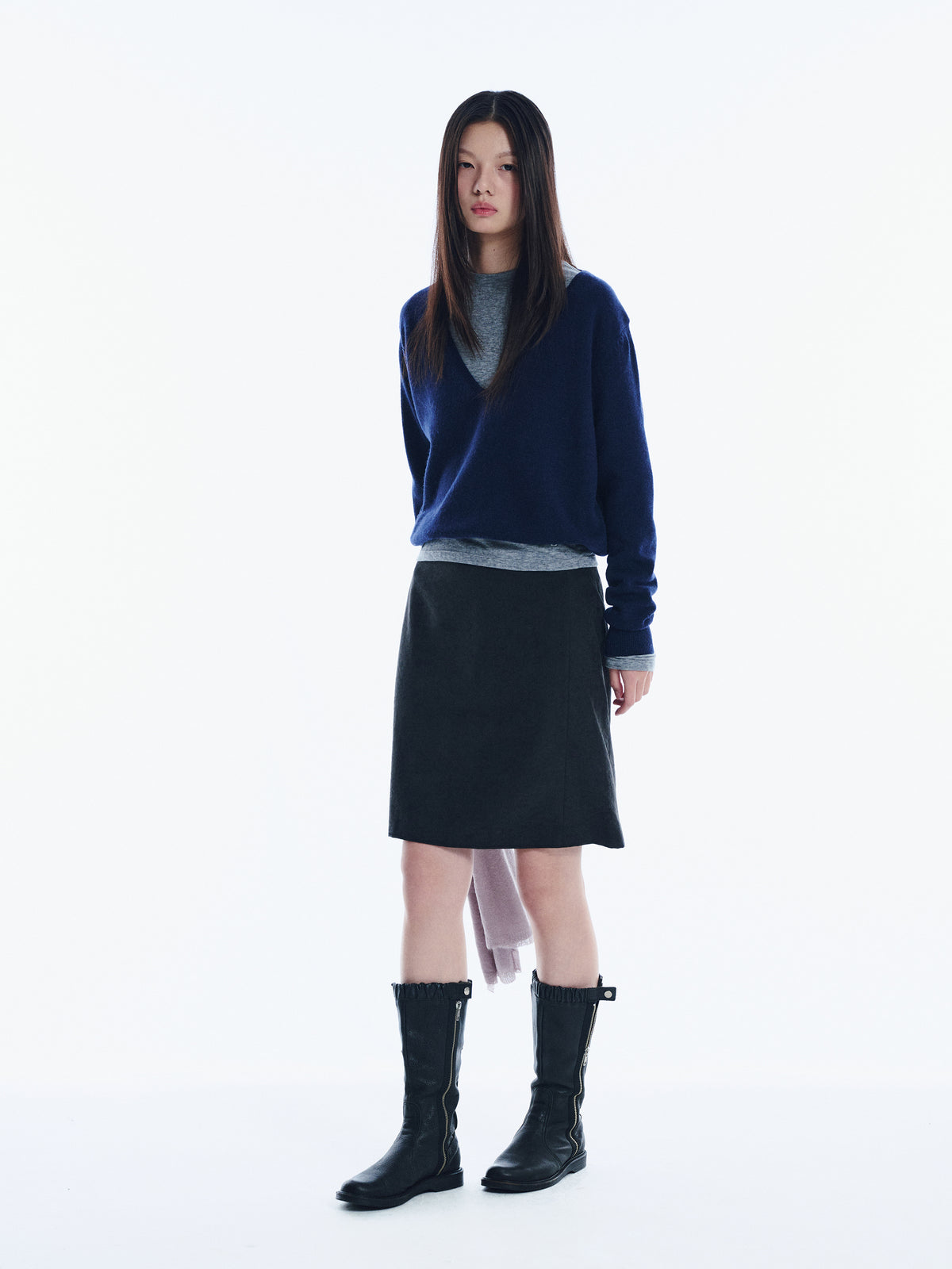 Low Classic Wool Cash Blend V-Neck Sweater Navy