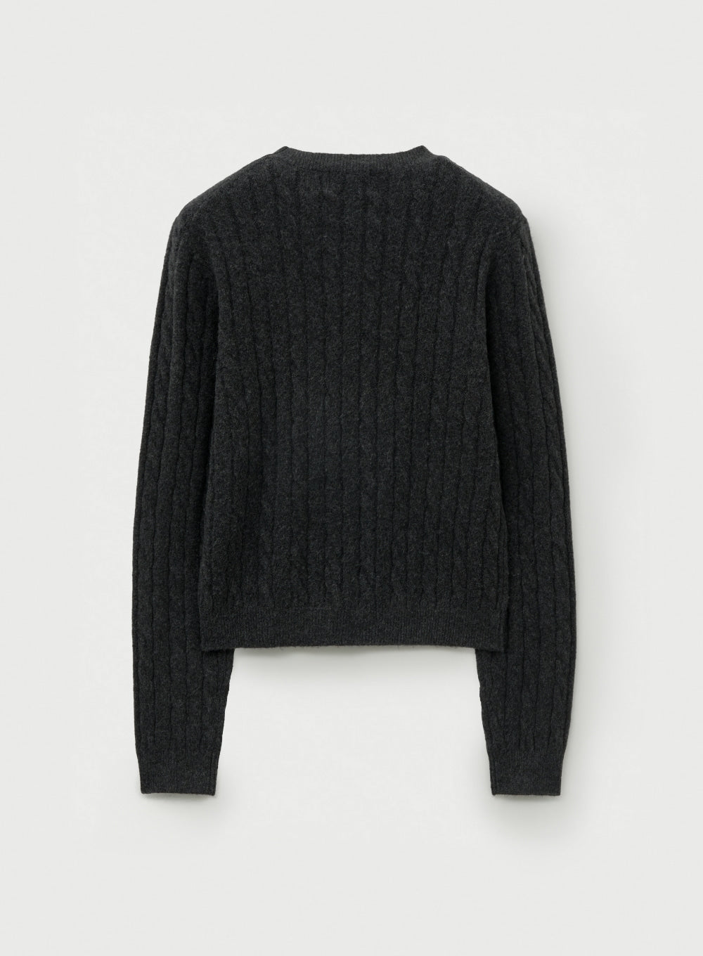 [satur] (W) Soft Touch Cable Crew Neck Knit - Charcoal