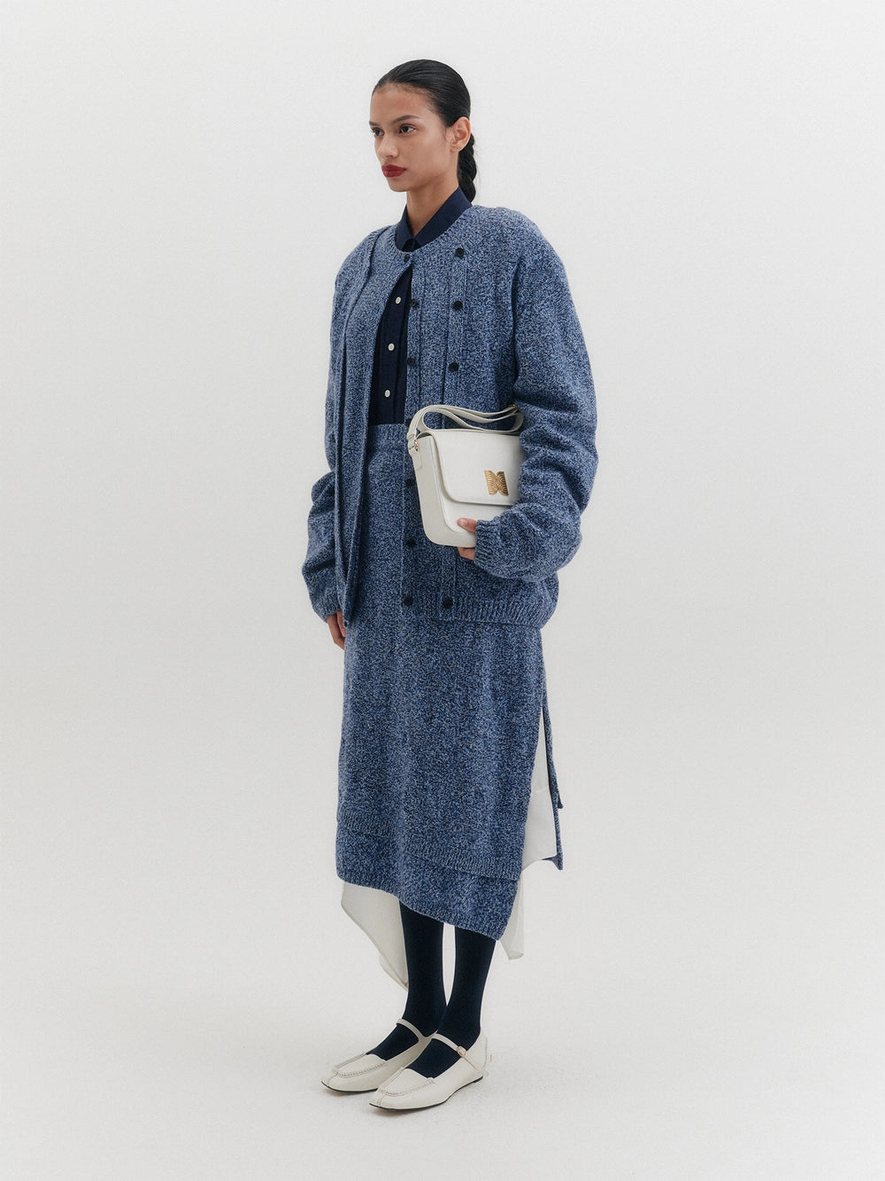 EENK Asymmetrical Knit Skirt - Blue