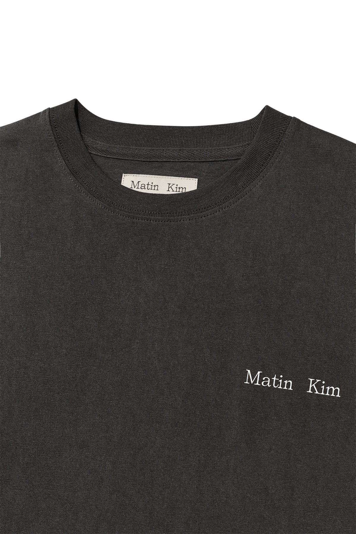 [matinkim] VINTAGE WASHED LOGO TOP FOR WOMEN IN CHARCOAL