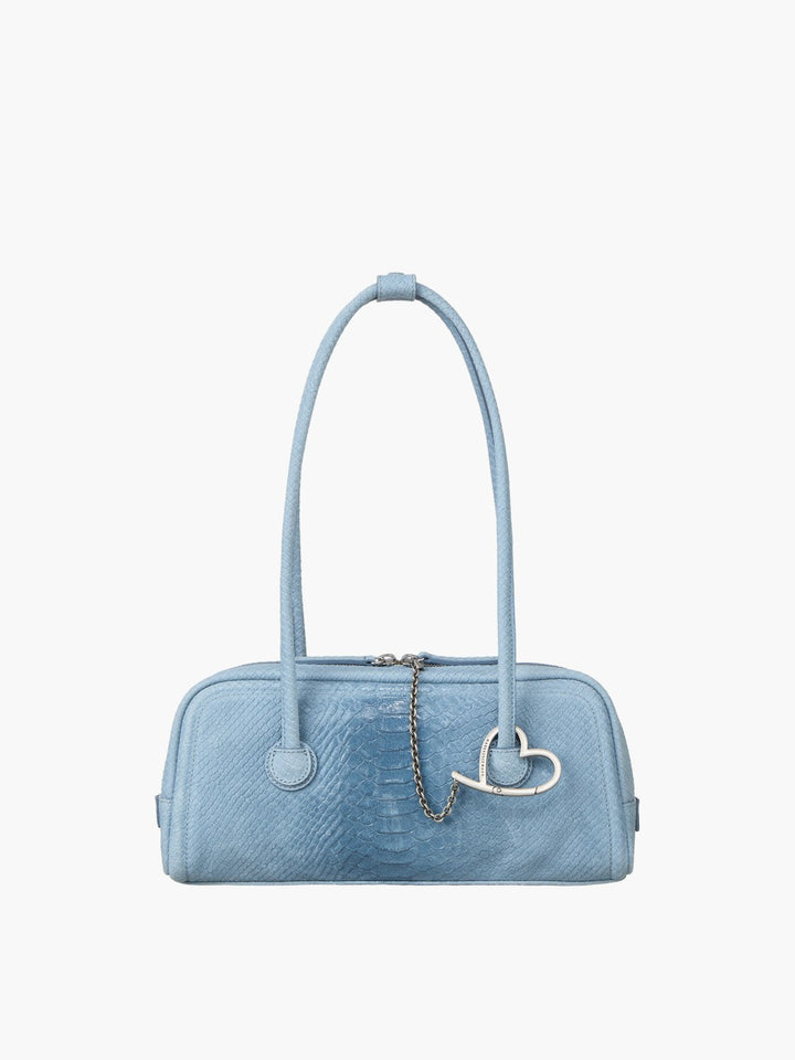 Margesherwood Soft Boston EW blue python effect suede