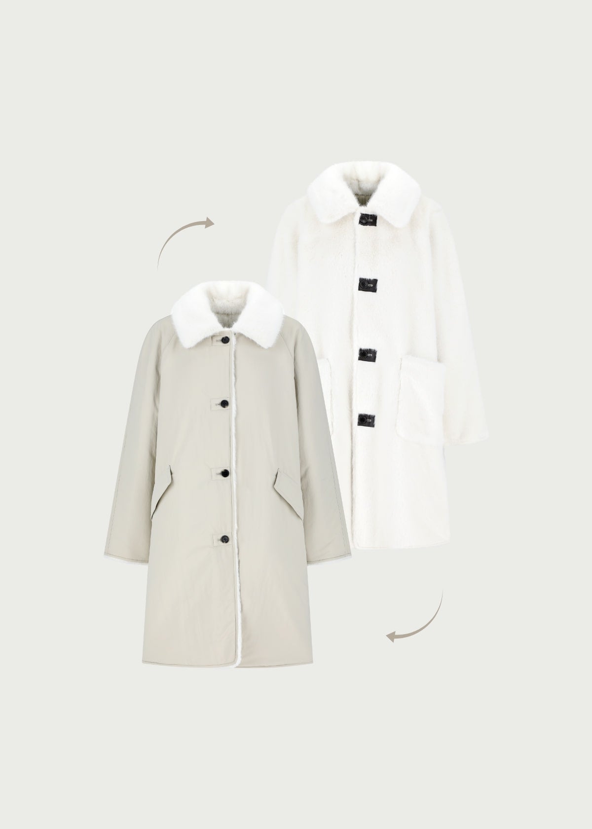 Depound reversible fur coat - beige