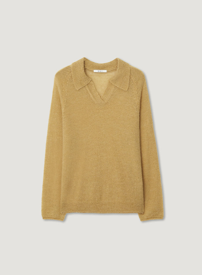Mango Maniplease Paca Collar Knit Vintage Yellow