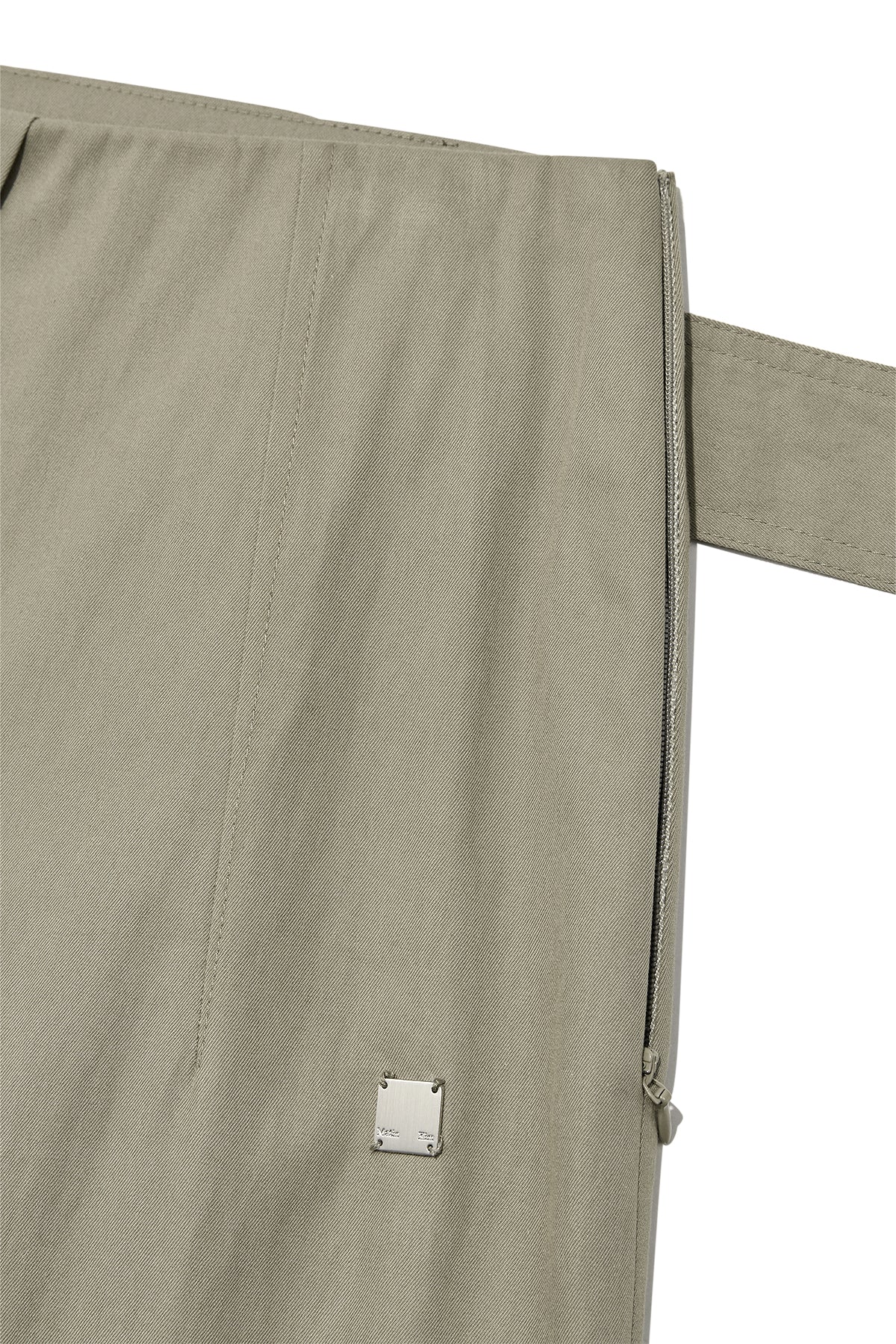 [matinkim] A LINE PLEATS BELTED SKIRT IN LIGHT KHAKI