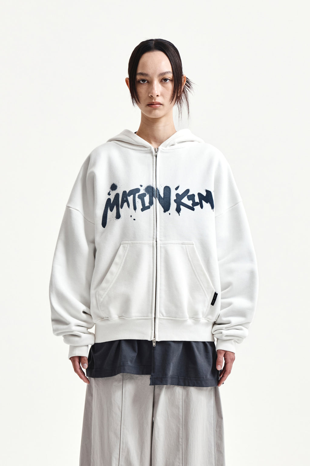 Matinkim Graffiti Logo Hoody Zip UP IN White