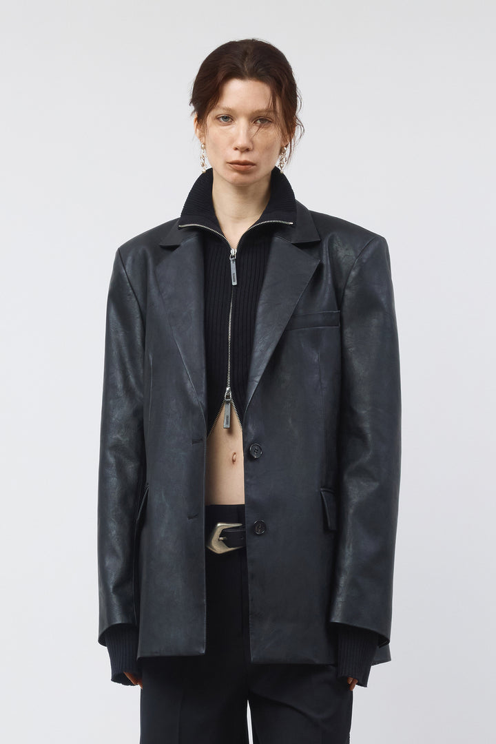 Matinkim Faux Leather Oversize Jacket IN Black
