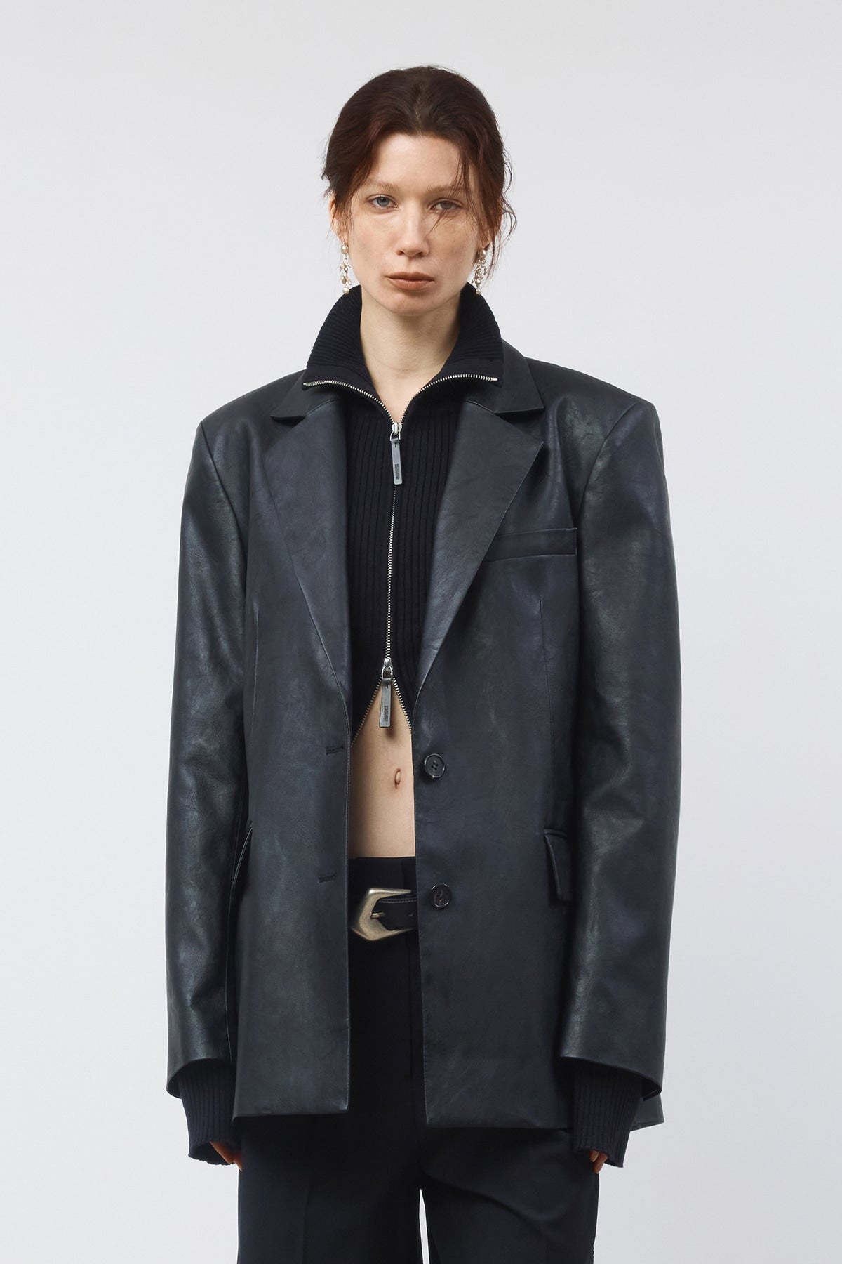 Matinkim Faux Leather Oversize Jacket IN Black