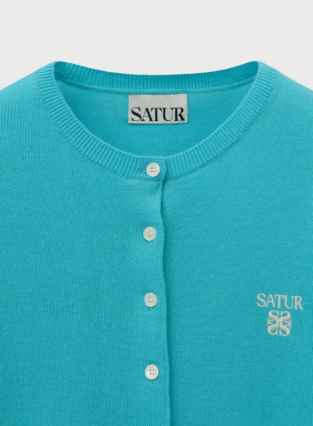 [satur] (W) Loren Basic Crew Neck Fine Cardigan - Blue