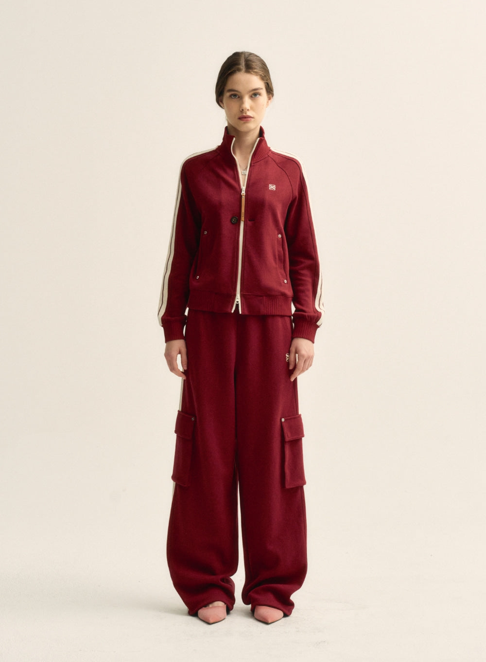 [satur] (W) Lawton All Day Track Zip-up Jacket - Burgundy