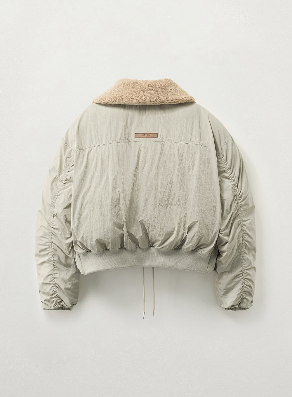 Satur (W) Wide Collar Crop Padding Jacket - Khaki
