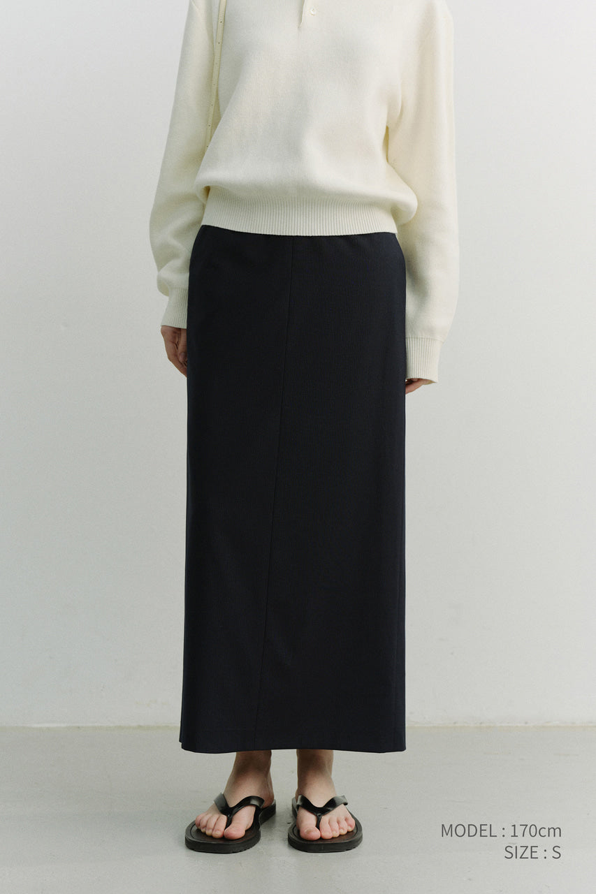 Dunst H-Line Striped Maxi Skirt Navy Stripe