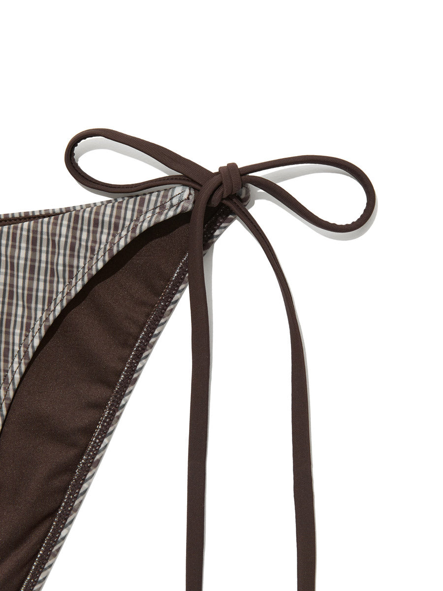 GLOWNY G Gingham Bikini Bottom (Brown)