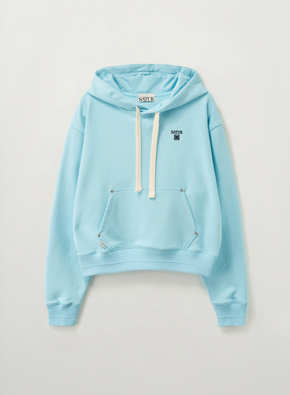 [satur] (W) Loren Small Logo Rivet Hoodie - Sky Blue