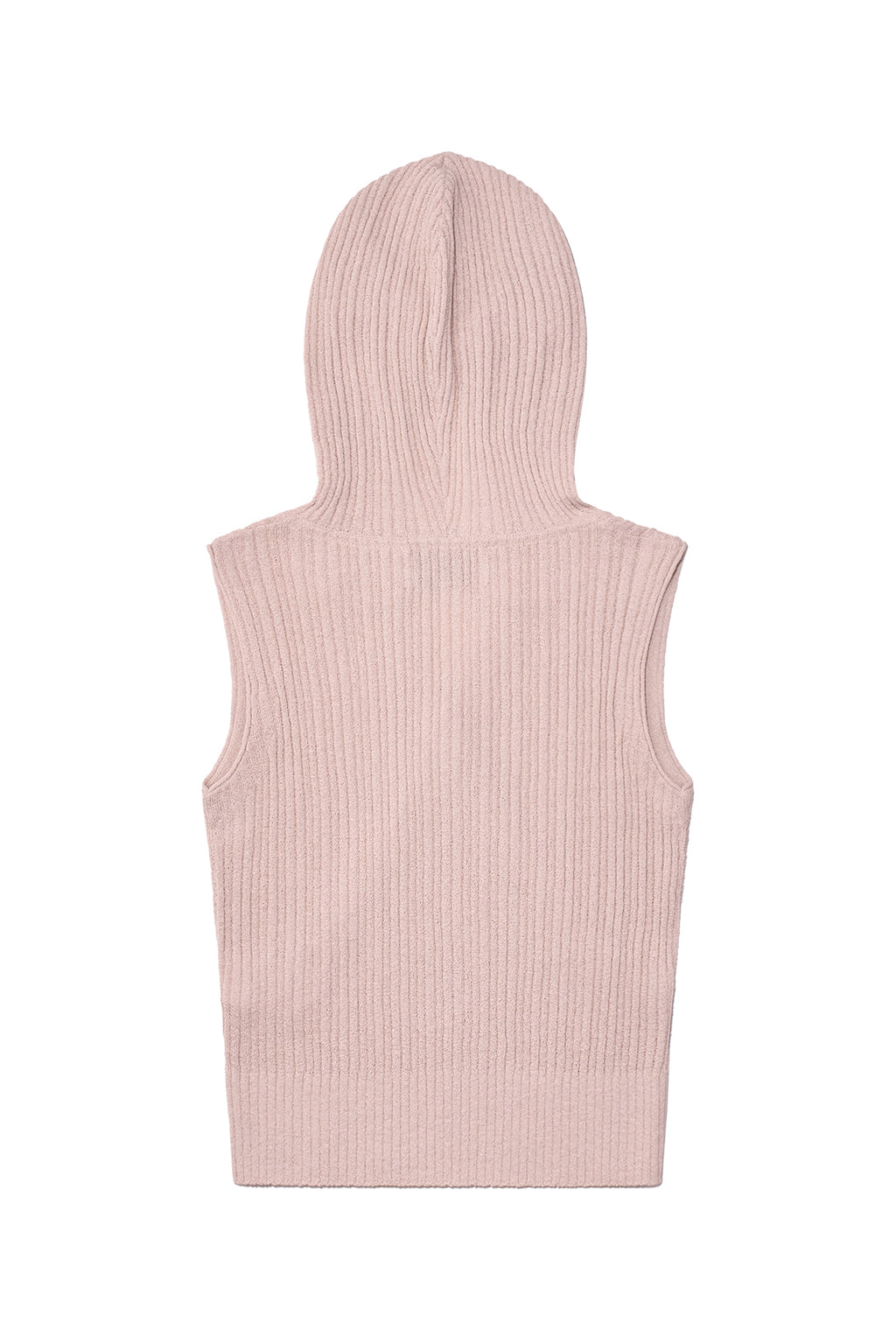 [matinkim] WRAP SLEEVELESS KNIT HOODY TOP IN LIGHT PINK