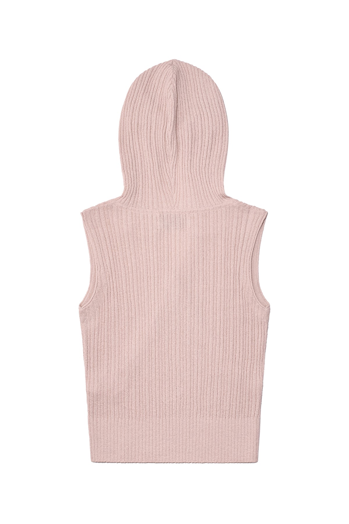 [matinkim] WRAP SLEEVELESS KNIT HOODY TOP IN LIGHT PINK