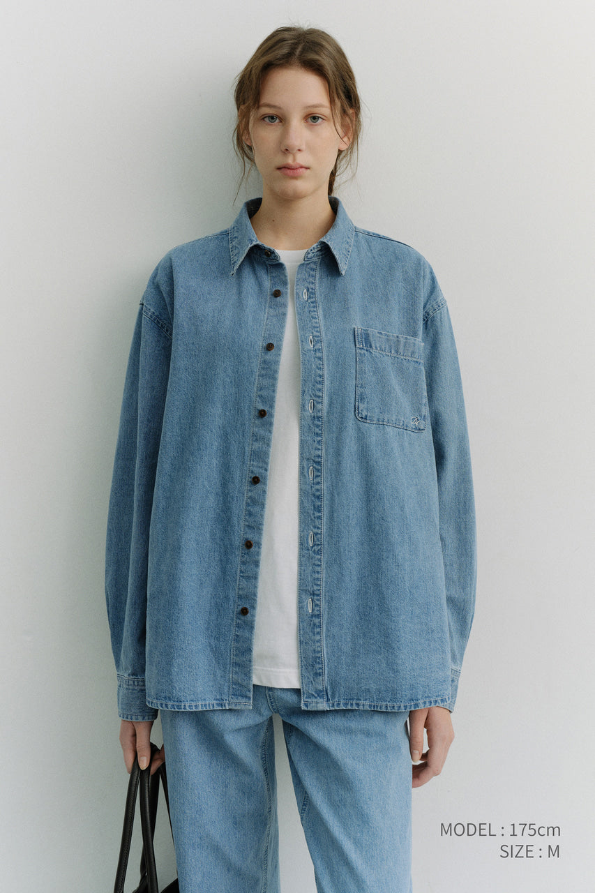 Dunst Unisex Oversized Denim Shirt Light Blue