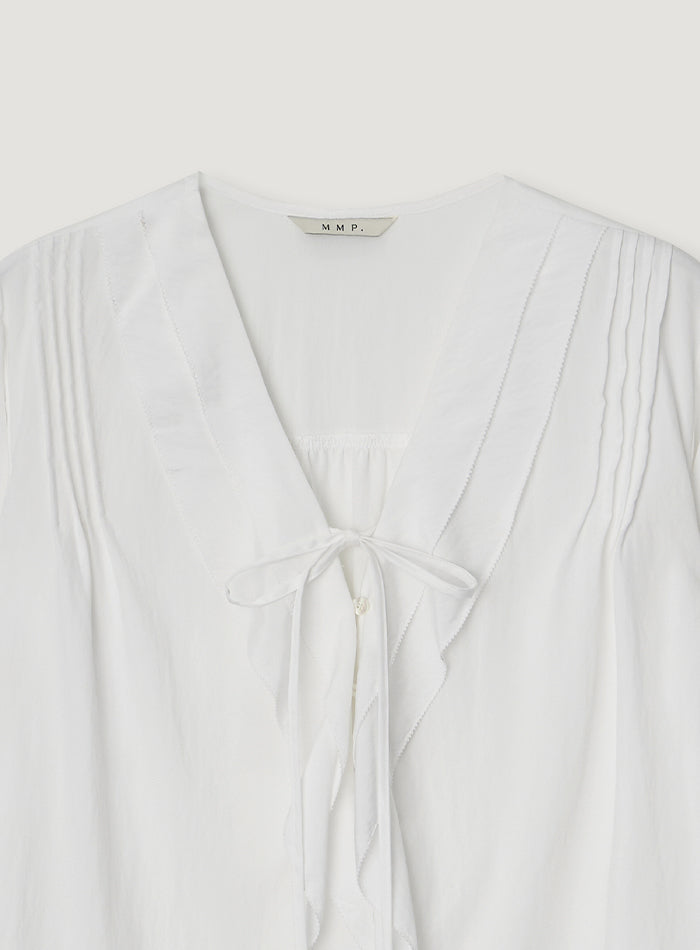 Mango Maniplease Raul Ruffle Blouse Ivory