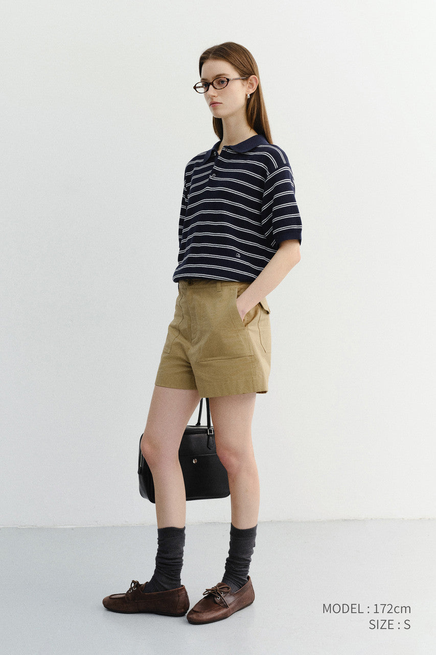 Dunst Cotton Safari Shorts Khaki Beige