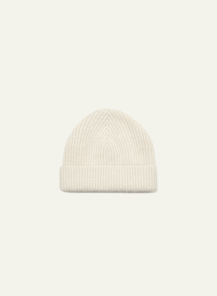 Kindersalmon Angora Knit Beanie Cream