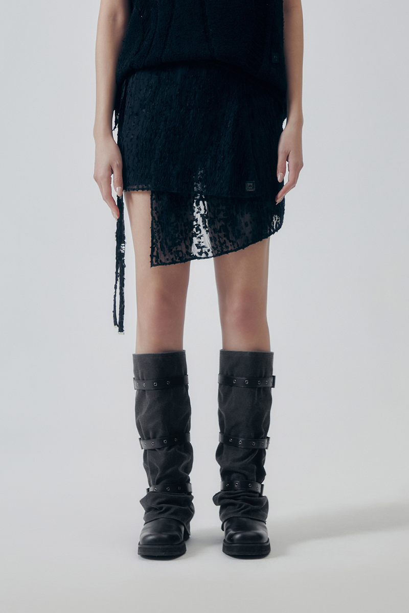 Treemingbird Ethereal Lace Wrap Layered Skirt Black
