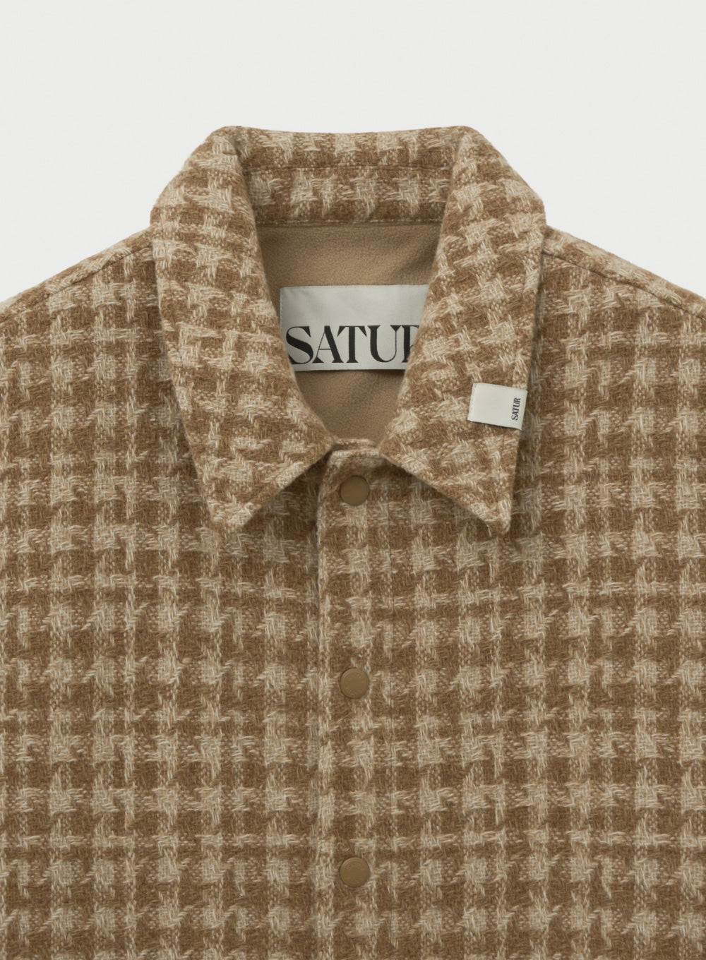 [satur] Check Fleece Shirt Jacket - Brown