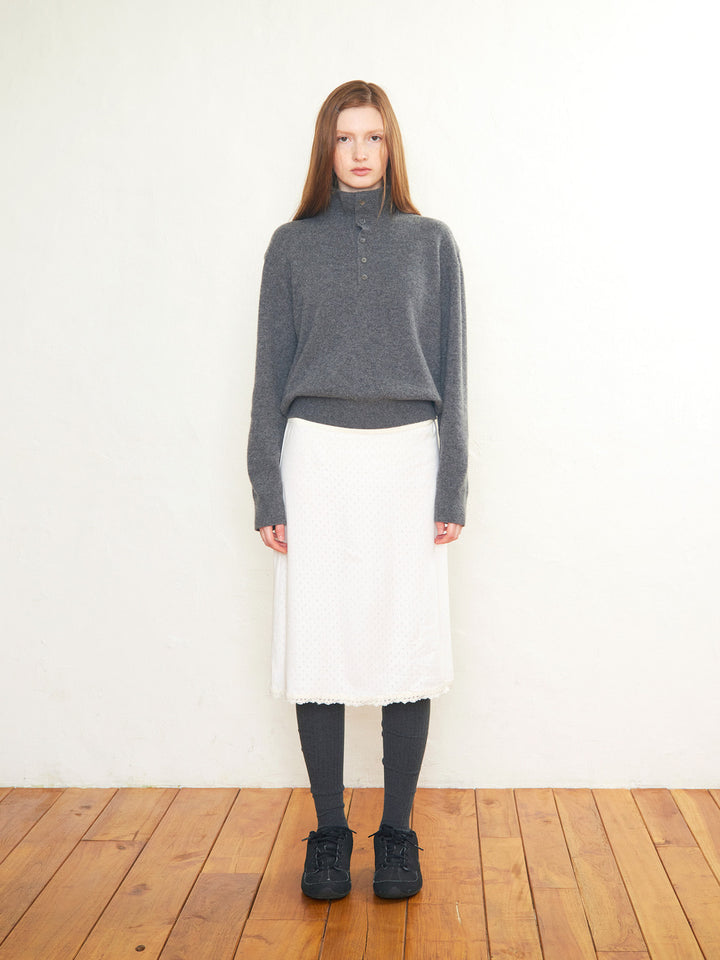 Low Classic Super Fine Wool High-Neck Sweater Charcoal Melange