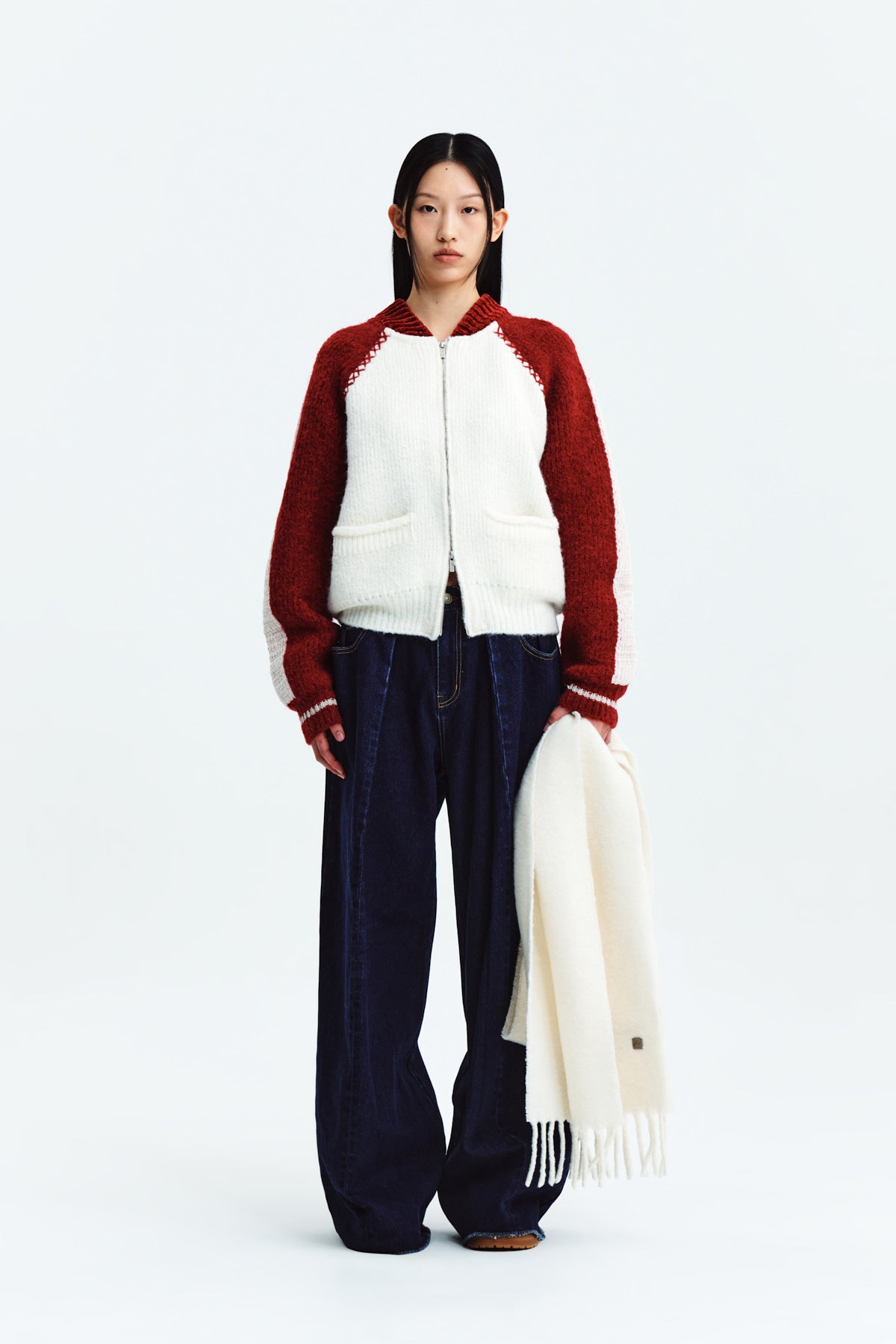 Matinkim Tuck Point Wide Denim Pants IN Navy