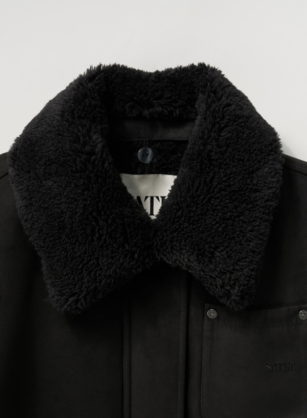 [satur] (W) Synthetic Suede Blouson Jumper - Black