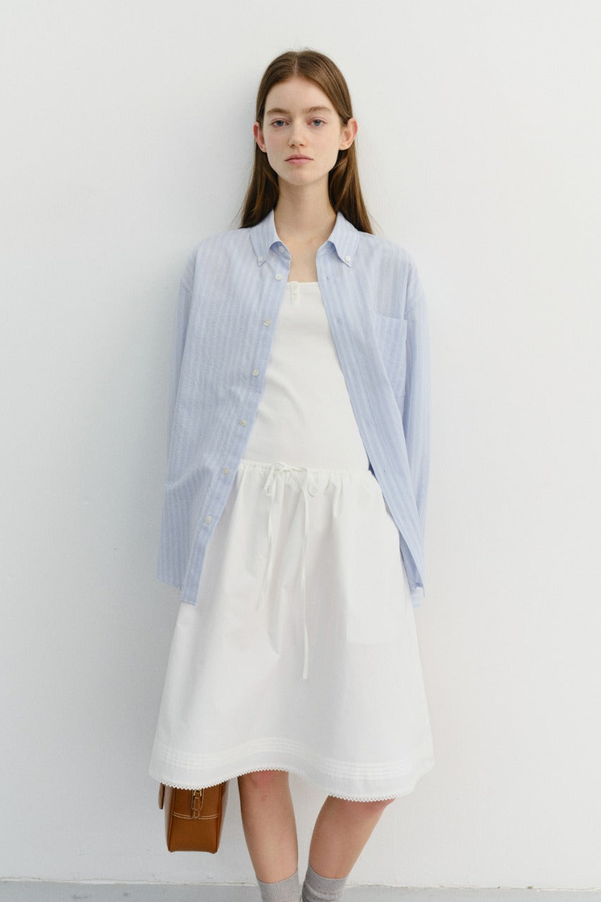 Dunst Unisex Classic Striped BD Overshirt Blue