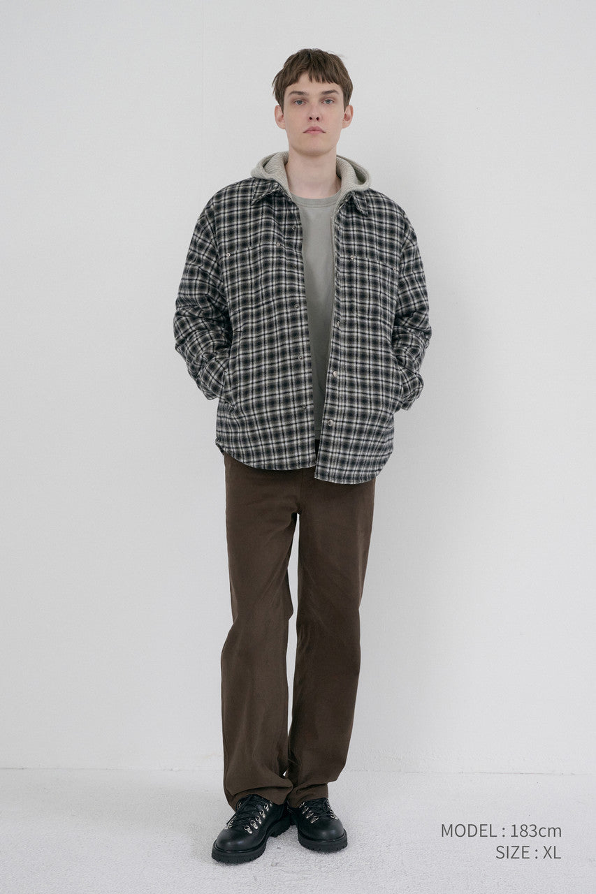 Dunst Unisex Quilted Flannel Shirt Black Check