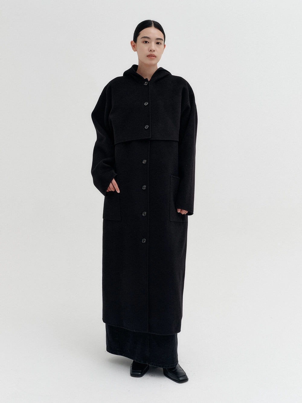 EENK Hoodie Modular Bolero Coat - Black