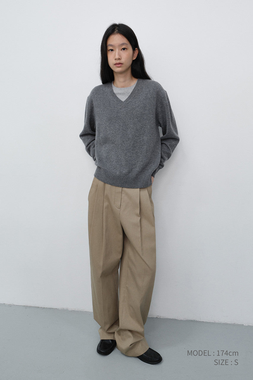 Dunst Double Pleated Wide Chino Slacks Beige