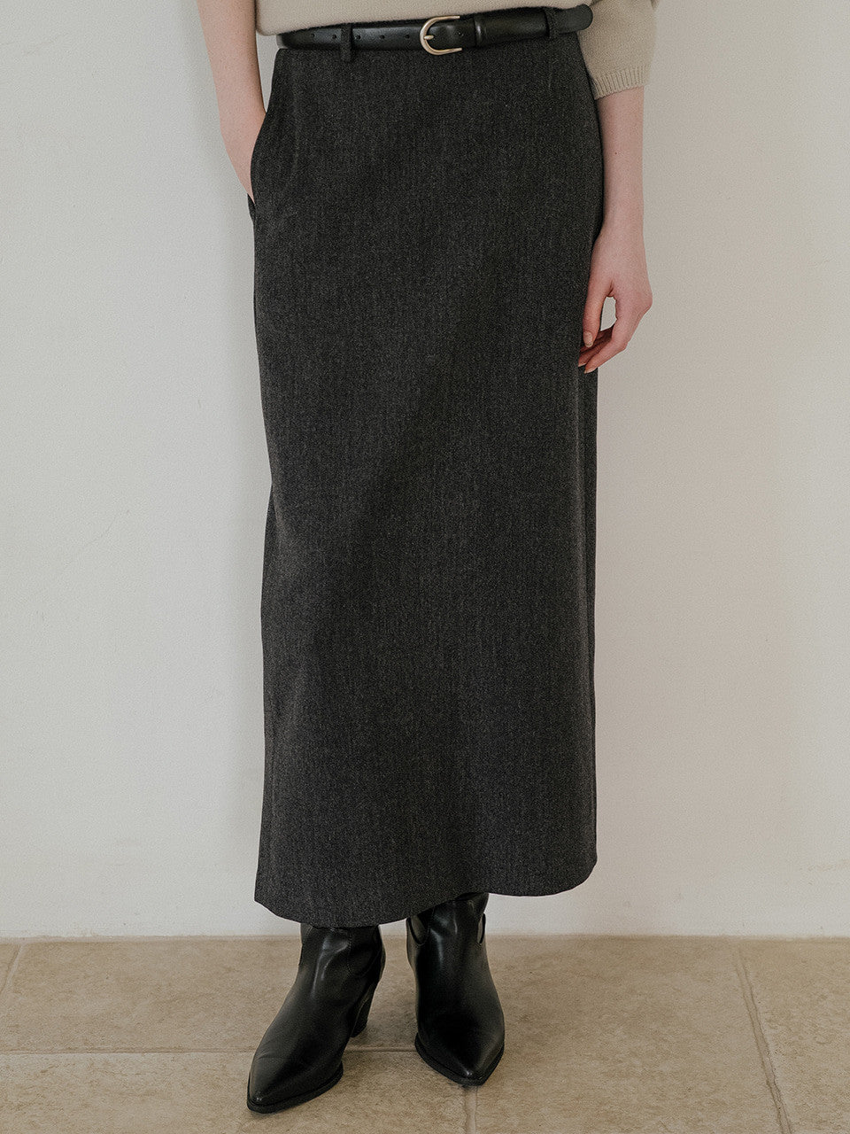 Tillidie Wool H-line maxi skirt Charcoal